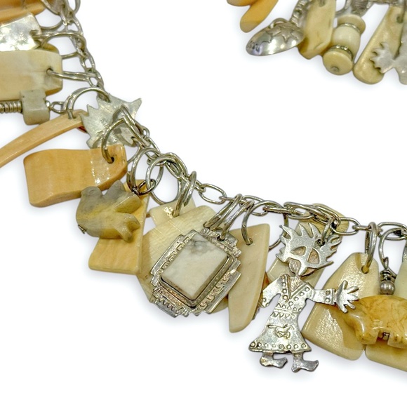 Stunning Harold Lujan Sterling, Fossilized Walrus Tusk Necklace and Bracelet Set - Picture 7 of 16